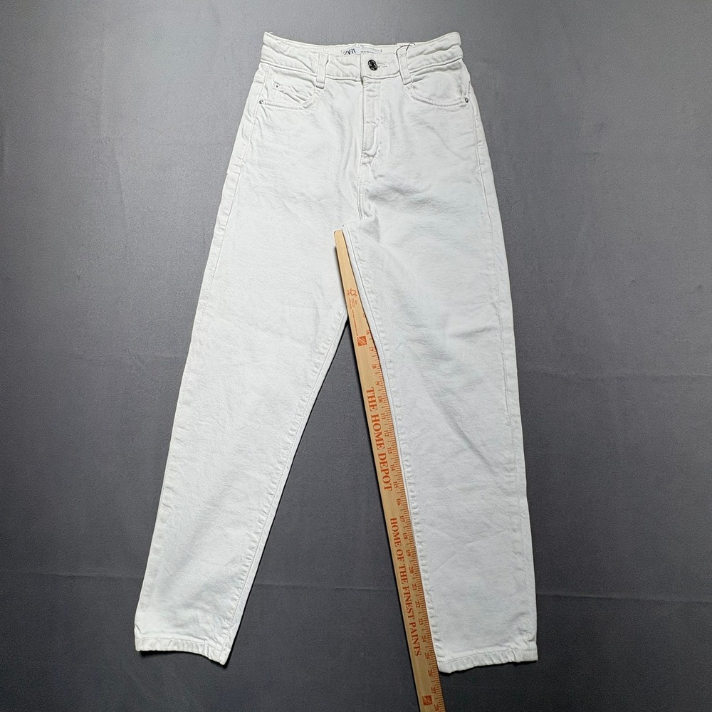 Zara Womens High Rise Slim Mom Leg Ankle Comfort Jeans White Size 2 NEW - Picture 10 of 16